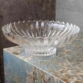 Centro de Mesa de Cristal Wolff Geneva Redondo 32,5x32,5x12cm Lapidado Design Sofisticado - CENTRO DE MESA GENEVA 32,5X32,5X12CM WOLFF - 3