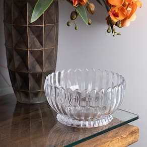 Centro de Mesa de Cristal Wolff Geneva Redondo 22x22x12cm Lapidado Design Sofisticado - CENTRO DE MESA DE CRISTAL GENEVA 22X22X12CM WOLFF - 2