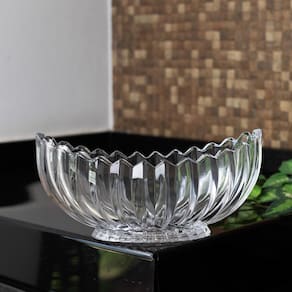 Centro de Mesa de Cristal Wolff Geneva Oval 28x15x13,5cm Lapidado Design Sofisticado - CENTRO DE MESA GENEVA 28X15X13,5CM WOLFF - 3