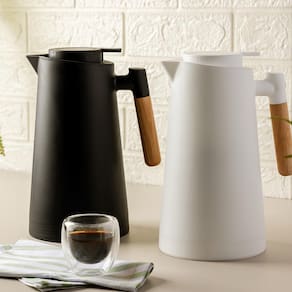 Garrafa Térmica Lyor Escandinávia 1L Preta Cabo de Madeira Design Moderno - GARRAFA TERMICA COM CABO DE MADEIRA PRETA 1L LYOR - 3