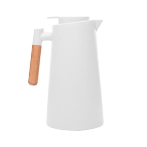 Garrafa Térmica Lyor Escandinávia 1L Branca Cabo de Madeira Design Moderno - GARRAFA TER PLASTICO C/ CABO BRANCA 1L LYOR - 1