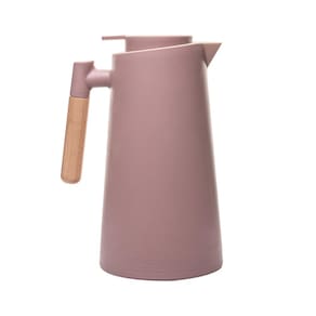 Garrafa Térmica Lyor Escandinávia 1L Nude Cabo de Madeira Design Moderno - GARRAFA TERM  DE PLASTICO COM CABO NUDE 1L LYOR - 1