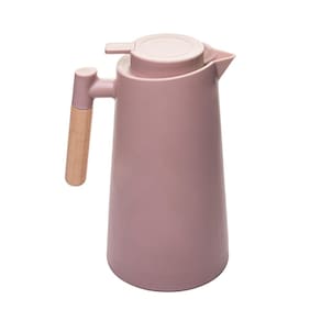 Garrafa Térmica Lyor Escandinávia 1L Nude Cabo de Madeira Design Moderno - GARRAFA TERM  DE PLASTICO COM CABO NUDE 1L LYOR - 2