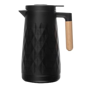 Garrafa Térmica Lyor New Diamond 1L Preta com Termômetro Digital Cabo de Madeira - GARRAFA TERM COM CABO DE MADEIRA E TERMO  1L LYOR - 1