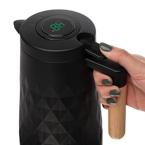 Garrafa Térmica Lyor New Diamond 1L Preta com Termômetro Digital Cabo de Madeira - GARRAFA TERM COM CABO DE MADEIRA E TERMO  1L LYOR - 2