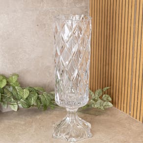 Vaso de Cristal Lyor Diamond 41cm Design Sofisticado Brilho Intenso Base com Pé - VASO CRISTAL C/ PE DELI DIAMOND 12,5X 41 LYOR - 3