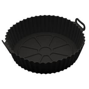 Forma Redonda de Silicone para Air Fryer Lyor 19cm Antiaderente Flexível Resistente Preta