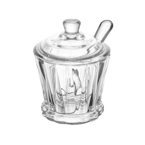 Açucareiro de Cristal Lyor Radial 210ml com Tampa e Colher Transparente Elegante - JARRA DE CRISTAL ECOLOGICO IMPERIAL 1,3L LYOR - 1