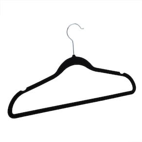 Conjunto de Cabides Lyor Veludo Preto Antideslizante Leve Durável 41,5cm x 0,5cm x 22cm - CONJ 5 CABIDES DE PLAST  AVELUD 41,5X0,55X 22 LYOR - 2