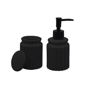 Conjunto Banheiro 2 Peças Lyor Stripes Cerâmica Design Moderno Preto - CONJ 2 PECAS P/ BANHEIRO DE CERAMICA PRETO LYOR - 1