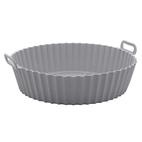 Forma Redonda de Silicone para Air Fryer Lyor 19cm Antiaderente Flexível Resistente Cinza - FORMA RED  DE SILIC  P/AIR FRYER CINZA 19X6,5 LYOR - 1