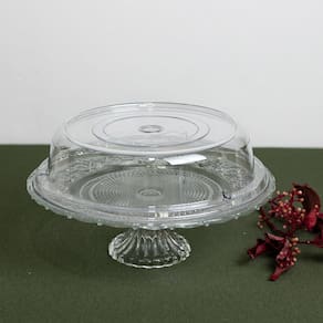Prato para Bolo Lyor Angel Vidro com Pé Tampa Plástica 30cm Elegante e Funcional - PRATO P/BOLO VIDRO C/PE E TAMPA 30X30X10 LYOR - 2