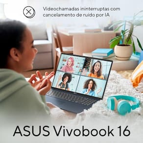 Notebook ASUS Vivobook 16 X1607QA Snapdragon X1 16GB RAM 1TB SSD Tela 16” Full HD LED Windows 11 Home Copilot+ PC
