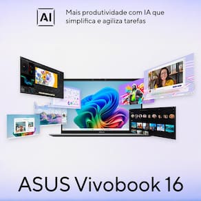 Notebook ASUS Vivobook 16 X1607QA Snapdragon X1 16GB RAM 1TB SSD Tela 16” Full HD LED Windows 11 Home Copilot+ PC