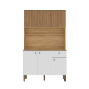 Cozinha Compacta Kits Paraná Style 6 Portas 1 Gaveta Ripado Freijó Puxador Inox Pés Reguláveis - FREIJÓ - 1