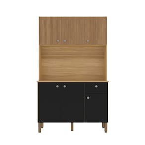 Cozinha Compacta Kits Paraná Style 6 Portas 1 Gaveta Ripado Freijó Puxador Inox Pés Reguláveis - NERO - 1