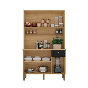 Cozinha Compacta Kits Paraná Style 6 Portas 1 Gaveta Ripado Freijó Puxador Inox Pés Reguláveis - NERO - 2