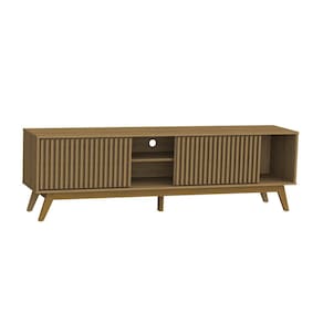 Rack Olivar Fox 180 Ripado Para TV até 65” Porta Deslizante 2 Portas 4 Nichos - CEDRO - 2