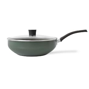 Frigideira Wok Multiflon Ekó 28cm Com Tampa de Vidro Antiaderente 4,3L Verde - 1