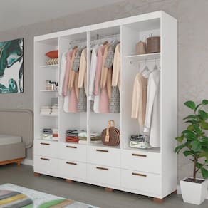 Guarda-Roupa Casal Bartira Coimbra 8 Portas 8 Gavetas - Branco - 3