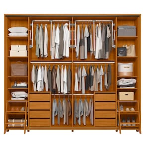 Guarda-Roupa Casal Madetec Dalí 2 Portas de Correr 8 Gavetas Cabideiro Extensível Escada Retrátil - CINAMOMO - 2