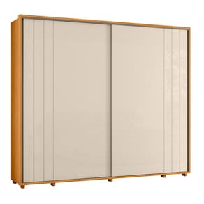 Guarda-Roupa Casal Madetec Dalí 2 Portas de Correr 8 Gavetas Cabideiro Extensível Escada Retrátil - CINAMOMO/OFF WHITE - 1