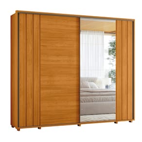 Guarda-Roupa Casal Madetec Dalí Com Espelhos 2 Portas de Correr 8 Gavetas Cabideiro Extensível Escada Retrátil - CINAMOMO - 1