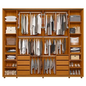 Guarda-Roupa Casal Madetec Dalí Com Espelhos 2 Portas de Correr 8 Gavetas Cabideiro Extensível Escada Retrátil - CINAMOMO/OFF WHITE - 3