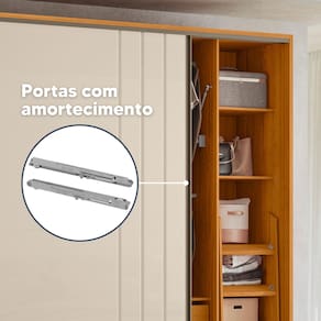 Guarda-Roupa Casal Madetec Dalí Com Espelhos 2 Portas de Correr 8 Gavetas Cabideiro Extensível Escada Retrátil