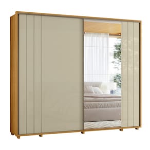 Guarda-Roupa Casal Madetec Dalí Com Espelhos 2 Portas de Correr 8 Gavetas Cabideiro Extensível Escada Retrátil