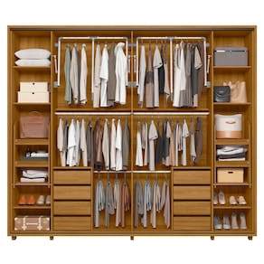 Guarda-Roupa Casal Madetec Dalí Com Espelhos 2 Portas de Correr 8 Gavetas Cabideiro Extensível Escada Retrátil