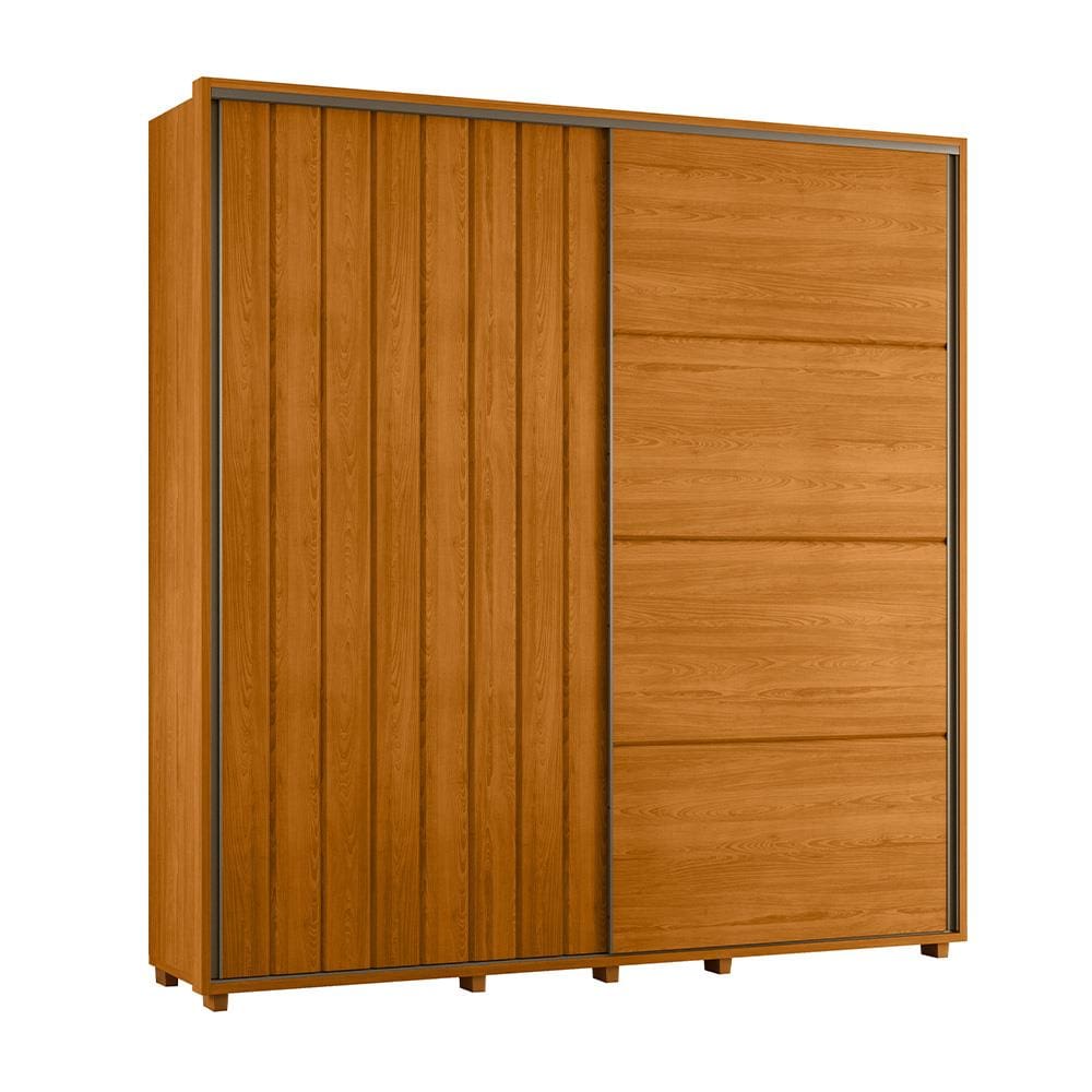 Guarda-Roupa Casal Madetec Monet 2 Portas Correr Ripado Amortecimento Cabideiro Extensível 4 Gavetas - CINAMOMO - 1