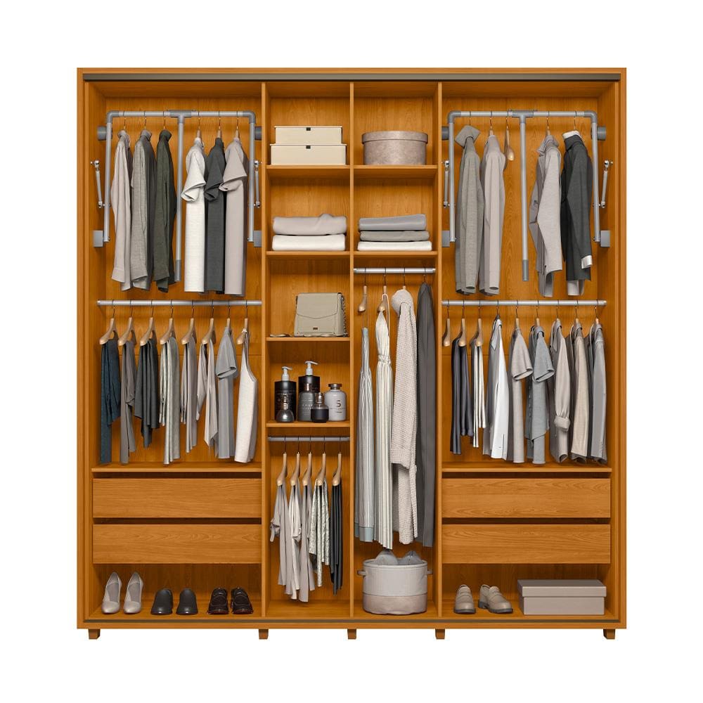 Guarda-Roupa Casal Madetec Monet 2 Portas Correr Ripado Amortecimento Cabideiro Extensível 4 Gavetas - CINAMOMO/OFF WHITE - 2