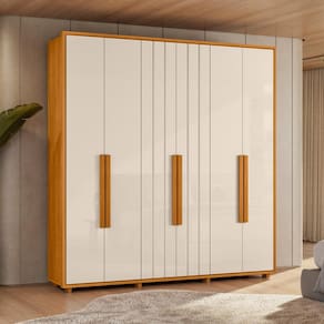 Guarda-Roupa Casal Madetec Portinari 6 Portas 4 Gavetas Ripado Angular Amortecimento Cabideiro Extensível