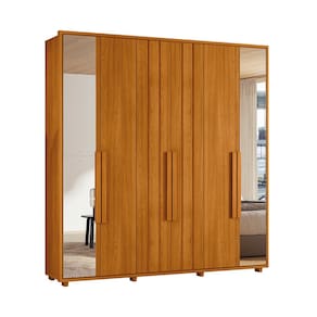 Guarda-Roupa Casal Madetec Portinari com Espelhos 6 Portas 4 Gavetas Ripado Angular Amortecimento Cabideiro Extensível - ARM 6PT C/ESP 4GV MADETEC VERONESE CINAMOMO - 1