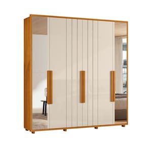 Guarda-Roupa Casal Madetec Portinari com Espelhos 6 Portas 4 Gavetas Ripado Angular Amortecimento Cabideiro Extensível - ARM 6PT C/ESP 4GV MADETEC VERONESE CINAMOMO/OF WT - 1