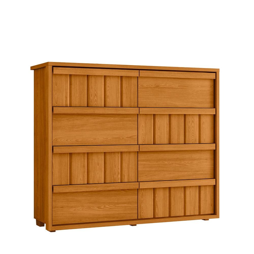 Cômoda 8 Gavetas Madetec Tarsila Corrediça Telescópica Ripado Angular Design Moderno - Cinamomo - 1