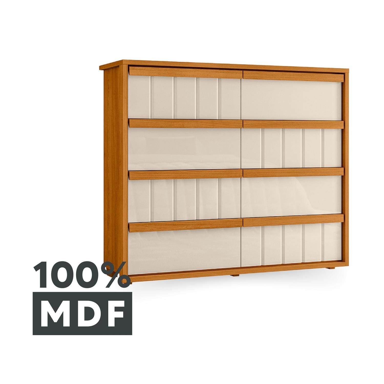 Cômoda 8 Gavetas Madetec Tarsila Corrediça Telescópica Ripado Angular Design Moderno - Cinamomo - 3