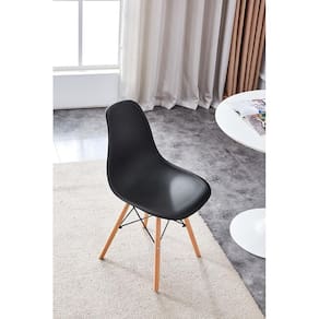 Cadeira Conthey Eiffel Design Eames Base Madeira Estrutura Metálica - PRETA - 1