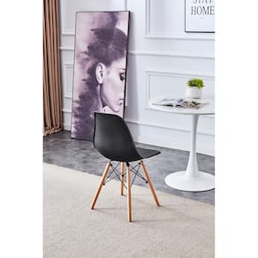 Cadeira Conthey Eiffel Design Eames Base Madeira Estrutura Metálica - PRETA - 2