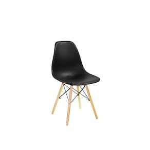 Cadeira Conthey Eiffel Design Eames Base Madeira Estrutura Metálica - PRETA - 3