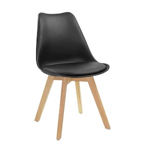 Cadeira Conthey Eames Leda Design Ergonômico Estofada Courino Base Madeira - PRETA - 2