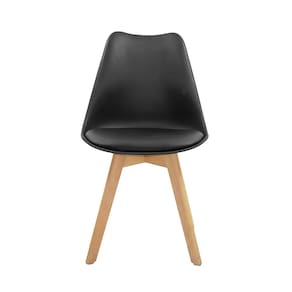 Cadeira Conthey Eames Leda Design Ergonômico Estofada Courino Base Madeira - PRETA - 3