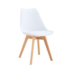 Cadeira Conthey Eames Leda Design Ergonômico Estofada Courino Base Madeira - BRANCA - 2