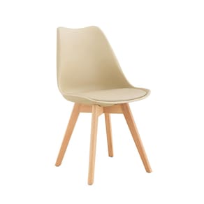 Cadeira Conthey Eames Leda Design Ergonômico Estofada Courino Base Madeira - NUDE - 2