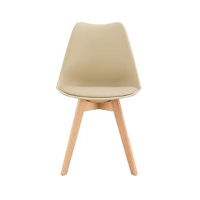 Cadeira Conthey Eames Leda Design Ergonômico Estofada Courino Base Madeira - NUDE - 3
