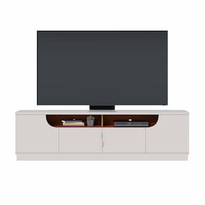 Rack Bancada para TV até 75” Santorini 2.0 4 Portas 2 Nichos Tampo 25mm Puxador Dourado Fosco - OFF WHITE MATTE/FREIJÓ - 2