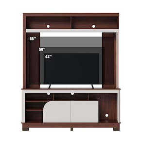 Estante para até TV 65" Colibri Belaya 2 Portas Divisórias Inteligentes Passa Fio Tampo e Base Curvos - NOGUEIRA REAL/OFFWHTE MATTE - 3