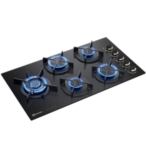 Cooktop 5 Bocas a Gás Electrolux KE5PS ChamaPrecisa Multi Chama Vidro Temperado Bivolt Preto - 1