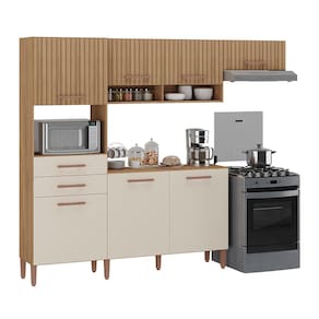 Cozinha Compacta Atualle Fortaleza 187cm 7 Portas 2 Gavetas MDP - Canelato 3D/Off White - 1